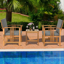 Load image into Gallery viewer, 3PC Solid Wood Outdoor Patio Sofa Furniture Set-Gray
