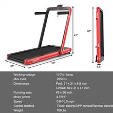 Load image into Gallery viewer, 4.75HP 2 In 1 Folding Treadmill with Remote APP Control-Red