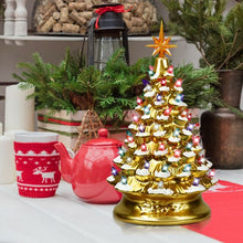 Load image into Gallery viewer, 15" Pre-Lit Hand-Painted Ceramic Christmas Tree-Golden