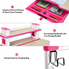 Load image into Gallery viewer, Height Adjustable Kids Desk and Chair Set-Pink