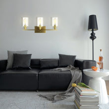 Load image into Gallery viewer, 3-Light Modern Bathroom Wall Sconce with Clear Glass Shade-Golden