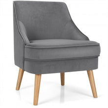 Load image into Gallery viewer, Velvet Upholstered Accent Chair with Rubber Wood Legs-Gray