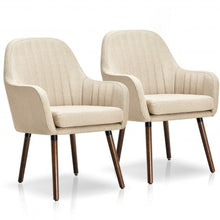 Load image into Gallery viewer, Set of 2 Fabric Upholstered Accent Chairs with Wooden Legs-Beige