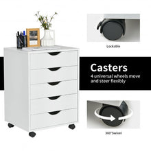 Load image into Gallery viewer, 5 Drawer Dresser Storage Cupboard Chest with Wheels for Home Office