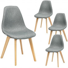 Load image into Gallery viewer, 4Pcs Modern Dining Chair Set with Wood Legs and Fabric Cushion Seat