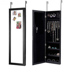 Load image into Gallery viewer, Wall Door Mounted Magnetic Mirrored Jewelry Cabinet-Black