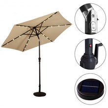 Load image into Gallery viewer, 9FT Patio Solar Umbrella LED Patio Market Steel Tilt W/ Crank Outdoor New-beige