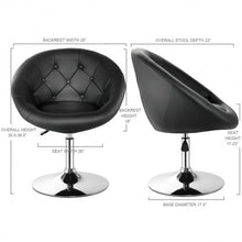 Load image into Gallery viewer, 1 PC Modern Adjustable Swivel Round PU Leather Chair-Black