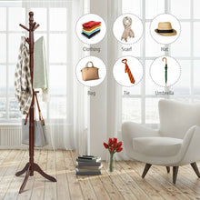 Load image into Gallery viewer, Adjustable Free Standing Wooden Coat Rack-Brown
