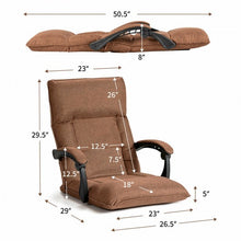 Load image into Gallery viewer, 14-Position Floor Chair Lazy Sofa with Adjustable Back Headrest Waist-Coffee