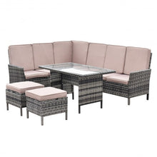 Load image into Gallery viewer, 5 pcs Patio Wicker Rattan Furniture Set w/Brown Cushion