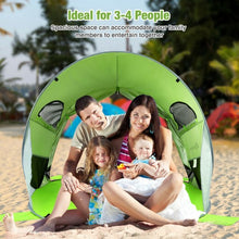 Load image into Gallery viewer, Pop Up Beach Tent Anti-UV UPF 50+ Portable Sun Shelter for 3-4 Person-Green