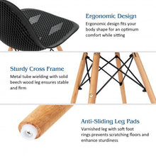Load image into Gallery viewer, 4 Pcs Modern Plastic Hollow Chair Set with Wood Leg-Black