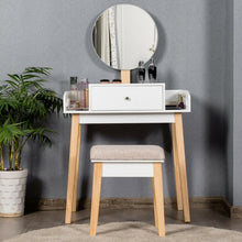 Load image into Gallery viewer, Wooden Makeup Dressing Mirror Table Set with Drawer