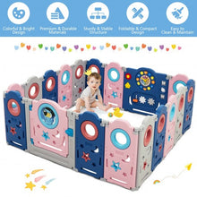 Load image into Gallery viewer, 18-Panel Portable Indoor Outdoor Play Fence with Educational Toys