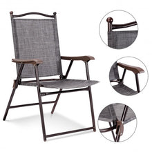 Load image into Gallery viewer, Set of 2 Patio Folding Sling Back Camping Deck Chairs-Gray