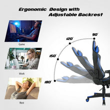 Load image into Gallery viewer, Massage Gaming Chair with Lumbar Support and Headrest-Blue