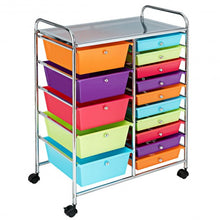 Load image into Gallery viewer, 15-Drawer Utility Rolling Organizer Cart Multi-Use Storage-Deep Multicolor