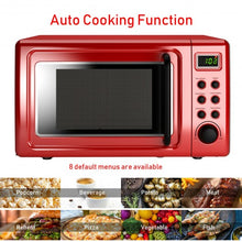 Load image into Gallery viewer, 700W Glass Turntable Retro Countertop Microwave Oven-Red