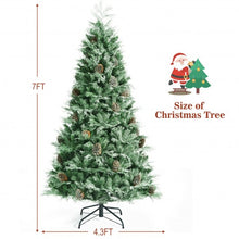 Load image into Gallery viewer, 7 Feet Snow Flocked Artificial Christmas Tree with 1139 Glitter PE and PVC Tips