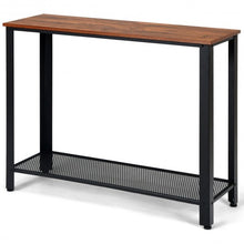 Load image into Gallery viewer, Metal Frame Wood Console Sofa Table with Storage Shelf-Brown