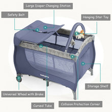 Load image into Gallery viewer, Foldable Baby Playard with Changing Station-Gray