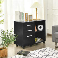 Load image into Gallery viewer, 3-Drawer Mobile Lateral File Cabinet Printer Stand-Black