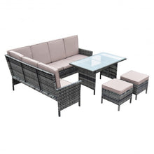 Load image into Gallery viewer, 5 pcs Patio Wicker Rattan Furniture Set w/Brown Cushion