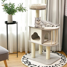 Load image into Gallery viewer, 46 Inch Wooden Cat Activity Tree with Platform and Cushionsfor for Cats and Kittens