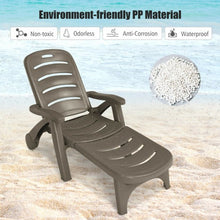 Load image into Gallery viewer, 5 Position Adjustable Folding Lounger Chaise Chair on Wheels-Brown