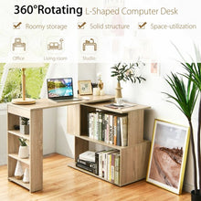 Load image into Gallery viewer, Study L-Shaped Rotating Corner Computer/Laptop Table with Bookshelves
