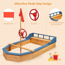 Load image into Gallery viewer, Kids Pirate Boat Wood Sandbox