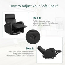 Load image into Gallery viewer, Recliner Chair Swivel Rocker Manual Single Sofa Lounger with Footrest-Black