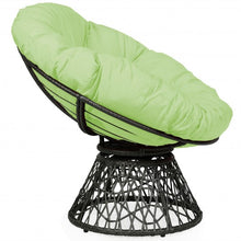 Load image into Gallery viewer, Rattan Papasan Chair Ergonomic 360-degree Swivel Soft Cushion Garden-Green