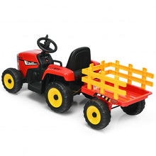 Load image into Gallery viewer, 12V Kids Ride On Tractor with Trailer Ground Loader-Red