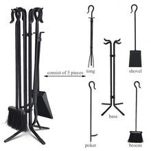 Load image into Gallery viewer, 5 Pieces Fireplace Iron Standing Tools Set