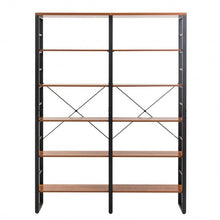 Load image into Gallery viewer, 80.7" Double Wide 6-Shelf Bookcase Industrial Metal Storage Shelf
