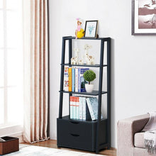 Load image into Gallery viewer, 4-Tier Ladder Bookshelf Storage Display with 2 Drawers