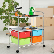 Load image into Gallery viewer, 4 Drawers Shelves Rolling Storage Cart Rack-Multicolor