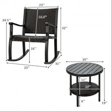 Load image into Gallery viewer, 3 Pcs Patio Rattan Rocking Chair Bistro Set with Coffee Table for Poolside Lawn