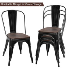 Load image into Gallery viewer, Set of 4 Stackable Tolix Style Metal Wood Dining Chair-Black