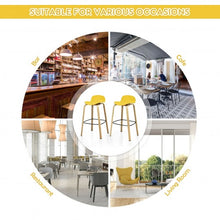 Load image into Gallery viewer, Set of 2 Modern Barstools Pub Chairs with Low Back and Metal Legs-Yellow