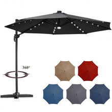 Load image into Gallery viewer, 10 Ft Patio Offset Cantilever Umbrella with Solar Lights-Gray
