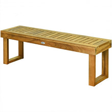 Load image into Gallery viewer, 52" Acacia Wood Dining Bench with Slatted Seat