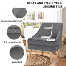Load image into Gallery viewer, Velvet Upholstered Accent Chair with Rubber Wood Legs-Gray