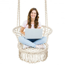 Load image into Gallery viewer, Hanging Hammock Chair Macrame Swing Hand Woven Cotton Backrest