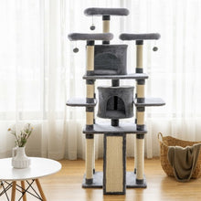 Load image into Gallery viewer, 67" Multi-Level Cat Tree with Cozy Perches Kittens Play House-Light Gray