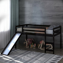 Load image into Gallery viewer, Twin Size Low Sturdy Loft Bed with Slide Wood -Espresso