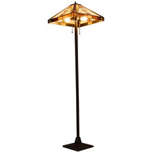 Load image into Gallery viewer, Tiffany-Style 2-Light Standing Lamp w/ 18" Wide Shade