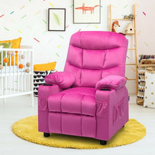 Load image into Gallery viewer, Adjustable Lounge Chair with Footrest and Side Pockets for Children-Pink